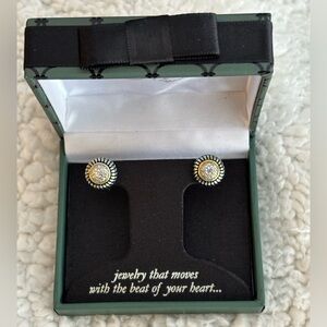 Two Tone Silver Gold Textured Stud Earrings Gift Box Set ✨💛 NWOT